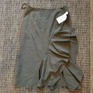 Randolph Duke Green Asymmetrical Pencil Midi Skirt